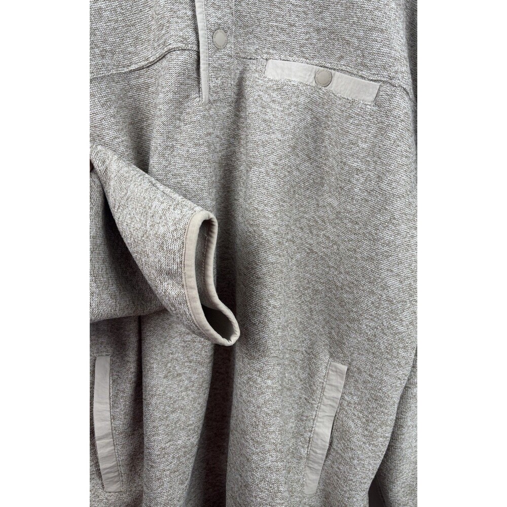 Eddie Bauer Sweater Mens XL Pullover Fleece 1/4 Snap Beige Knit Front Pocket - Picture 6 of 7